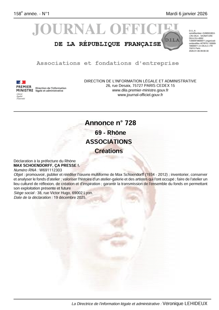 Publication au Journal Officiel